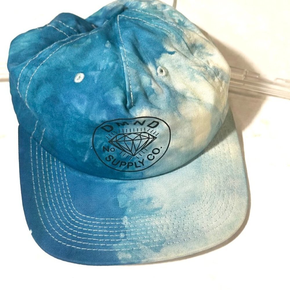 Diamond Supply Co. Tie Dye Hat Cotton Blue VTG Y2K Upcycled Tied Dyed Snapback